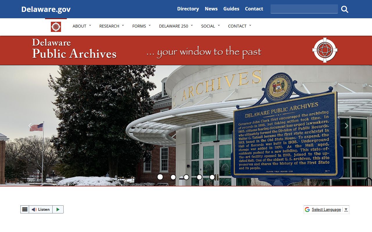 Delaware Public Archives page in Dover supporting Dover bankruptcy records research