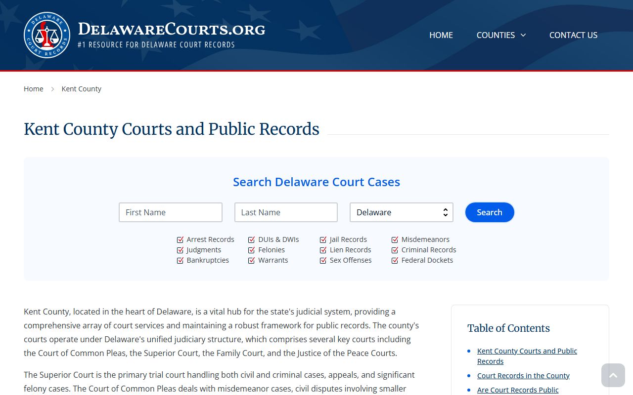 Kent County court records page for state court records that tie into Kent County bankruptcy records