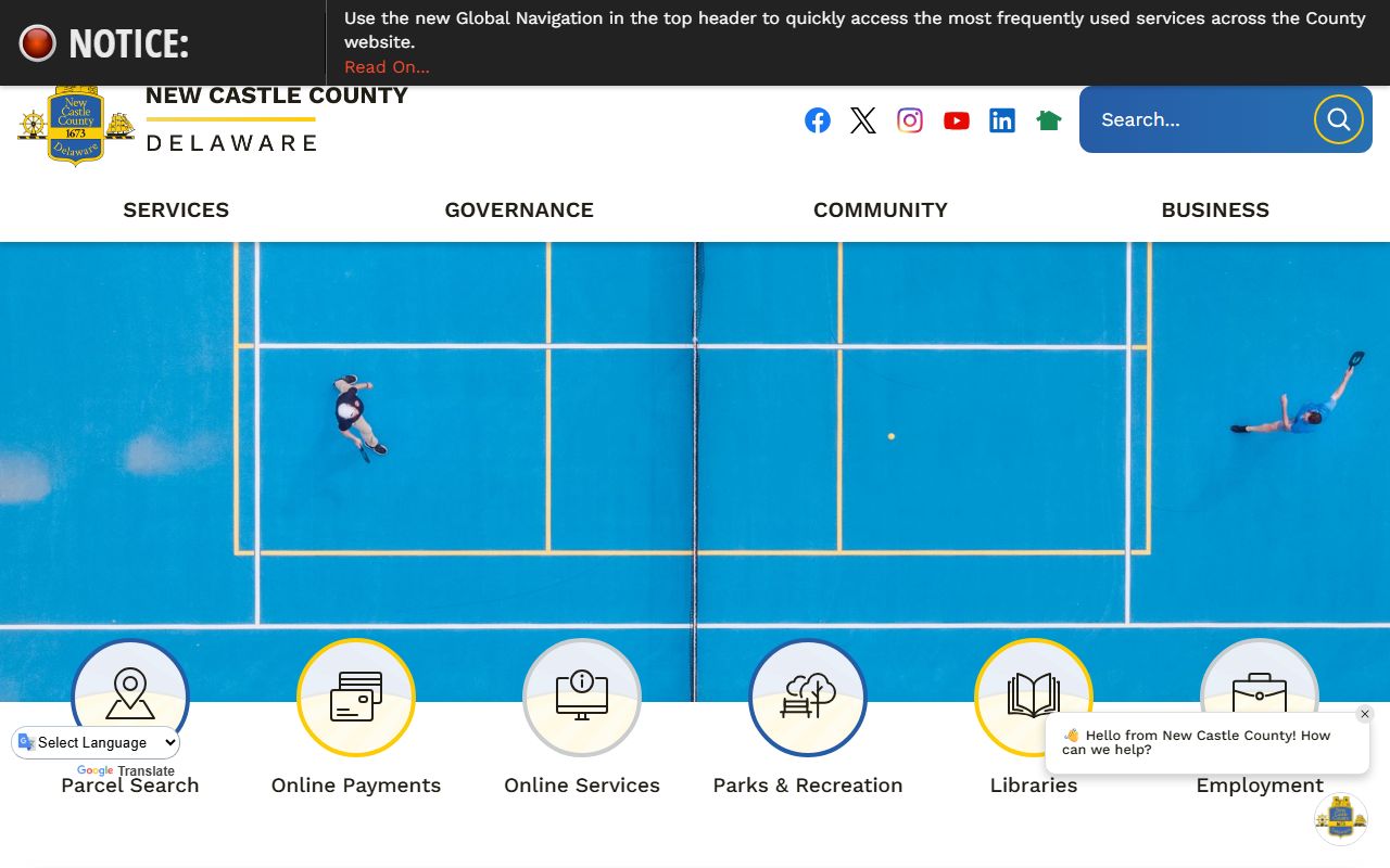 New Castle County government site used alongside Delaware bankruptcy records research