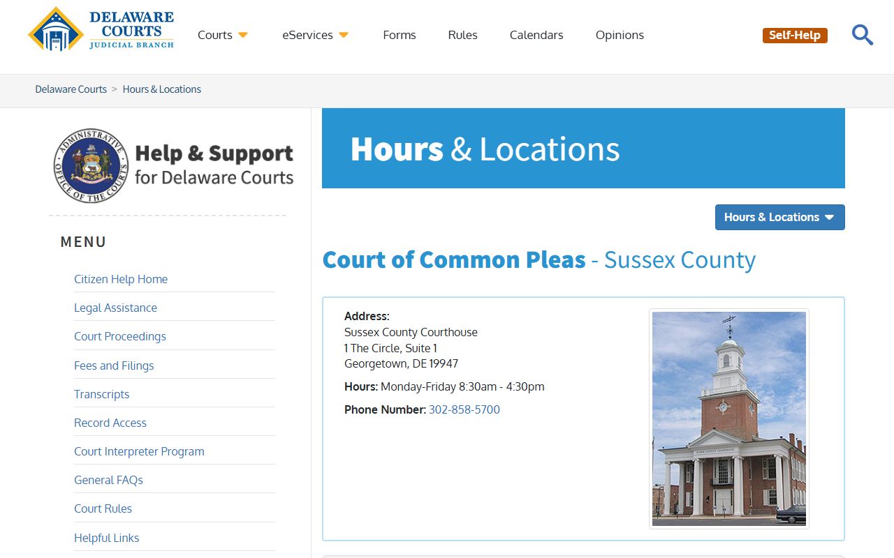 Sussex County Court of Common Pleas page for state court records that tie into Sussex County bankruptcy records