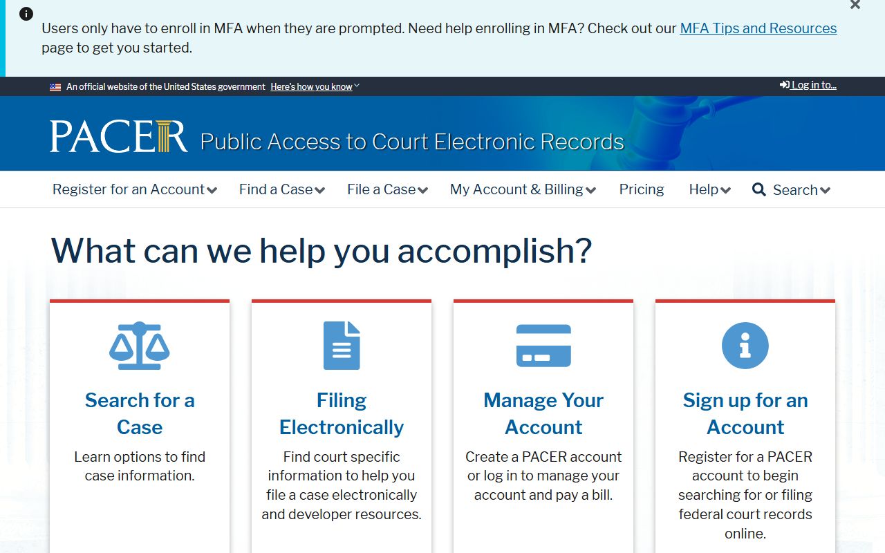 PACER Public Access to Court Electronic Records portal used for Delaware bankruptcy records