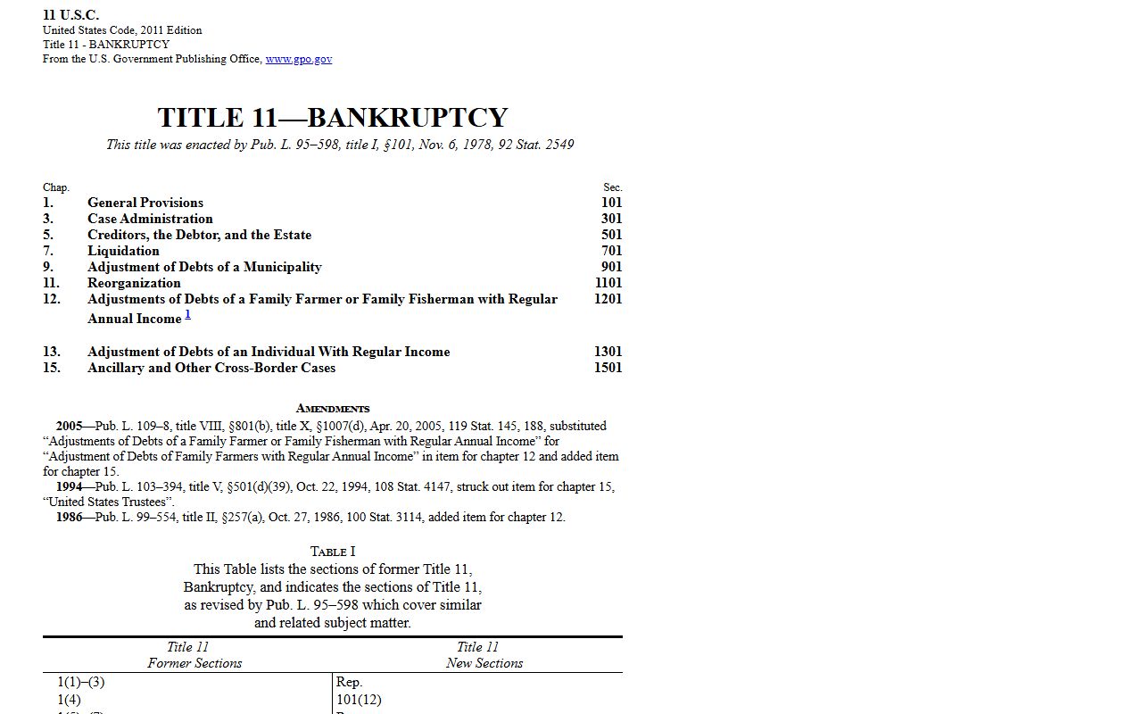 Title 11 U.S. Code federal bankruptcy law that governs Delaware bankruptcy records